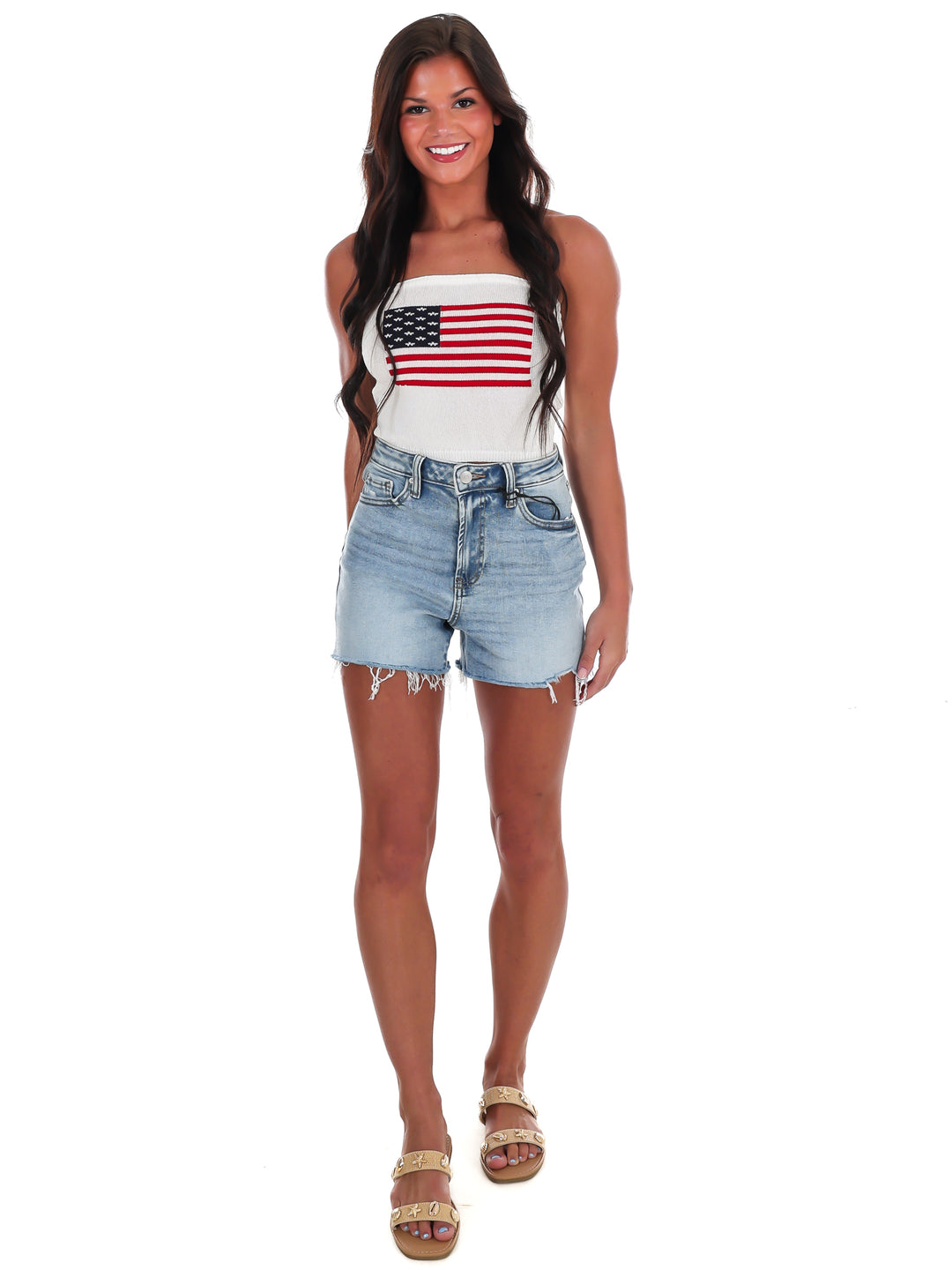 Americana Muse Strapless Crop Top
