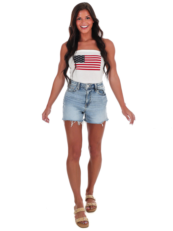 Americana Muse Strapless Crop Top