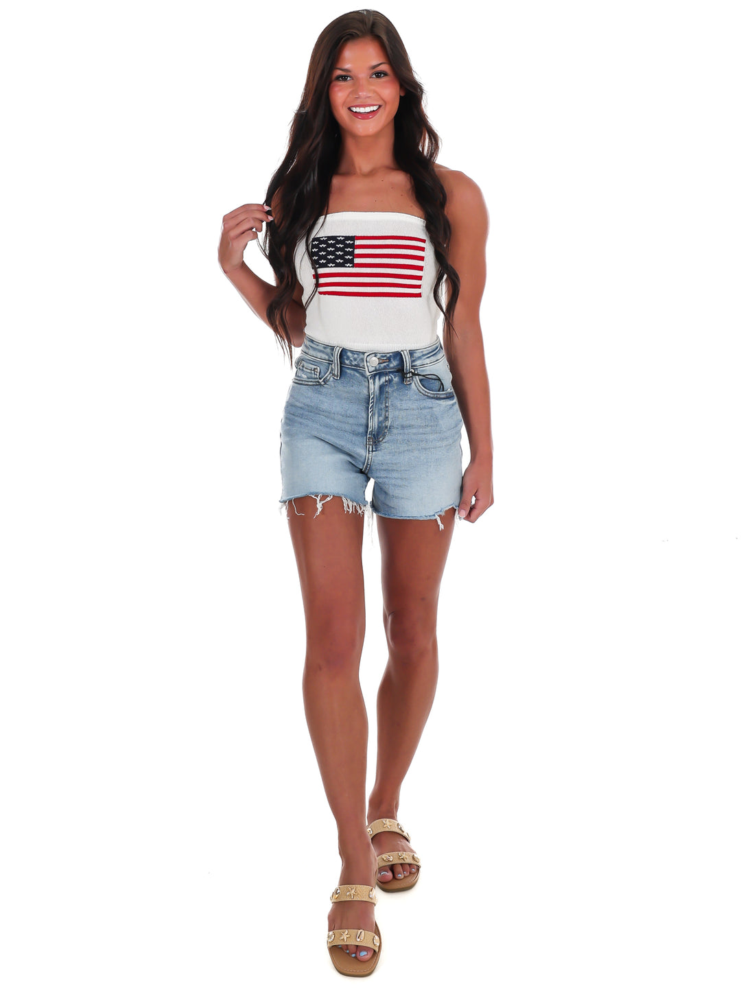 Americana Muse Strapless Crop Top