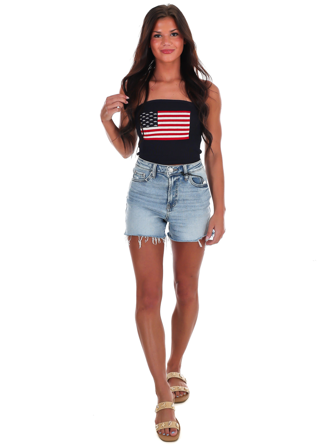 Americana Muse Strapless Crop Top