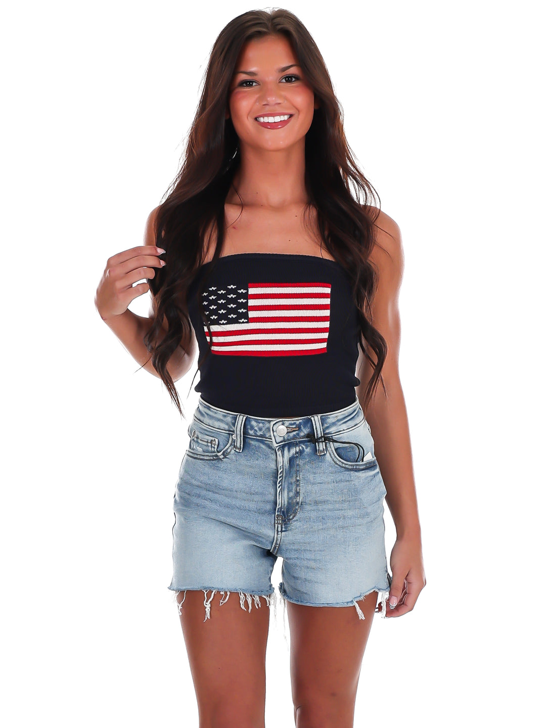 Americana Muse Strapless Crop Top