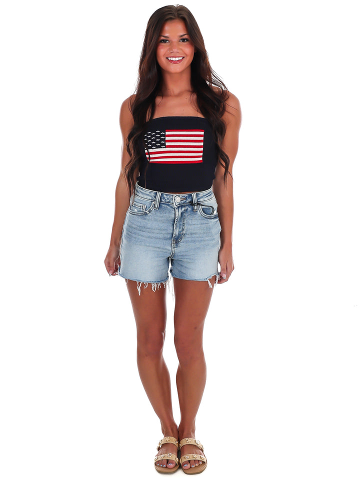 Americana Muse Strapless Crop Top