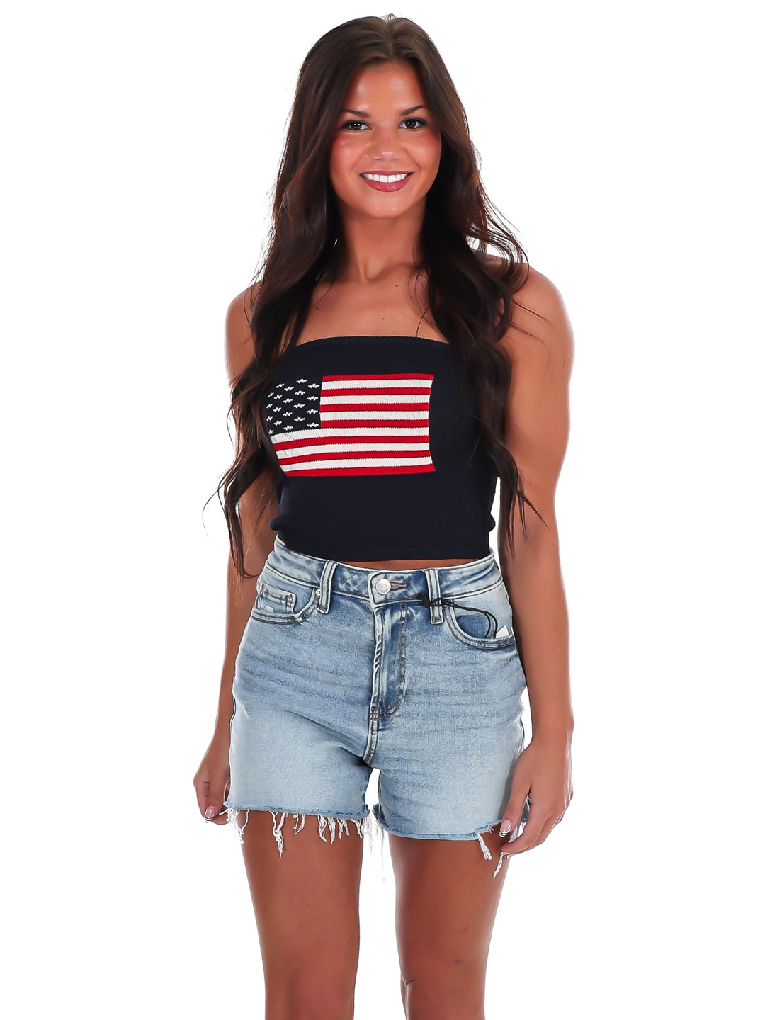Americana Muse Strapless Crop Top