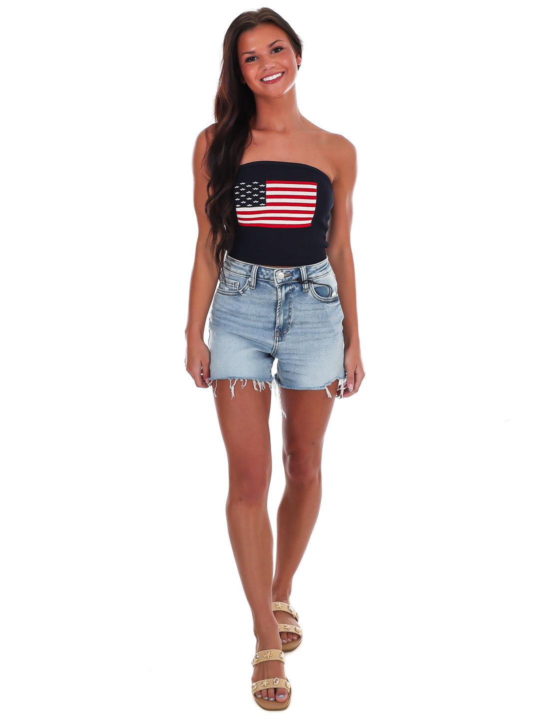 Americana Muse Strapless Crop Top