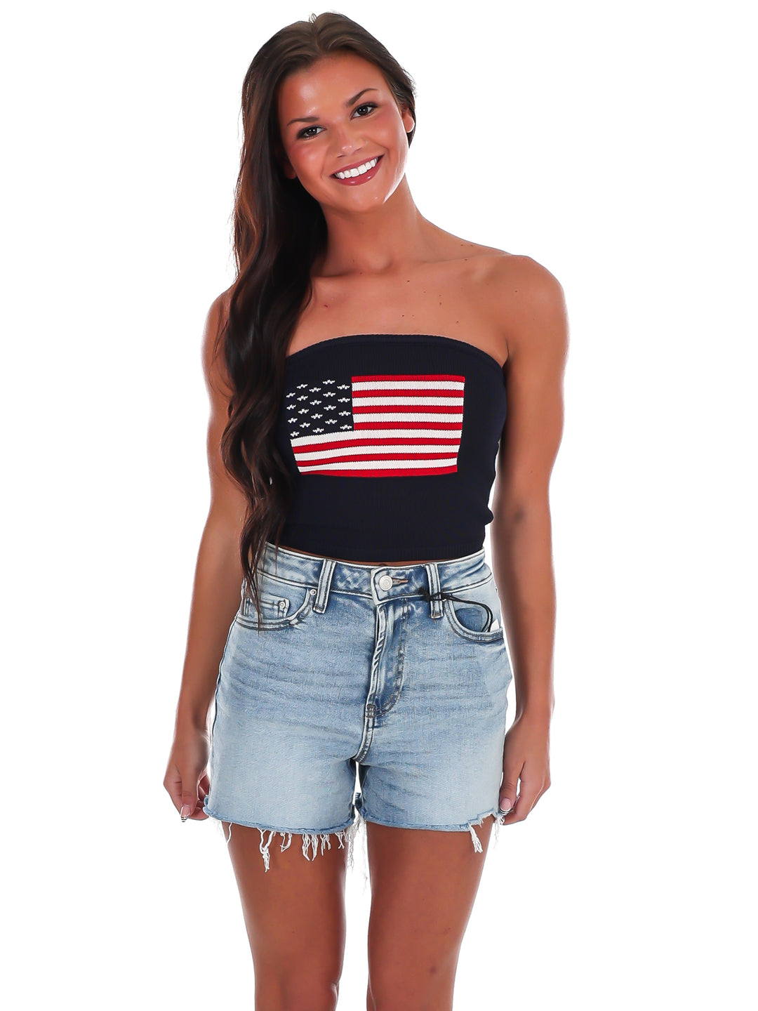 Americana Muse Strapless Crop Top