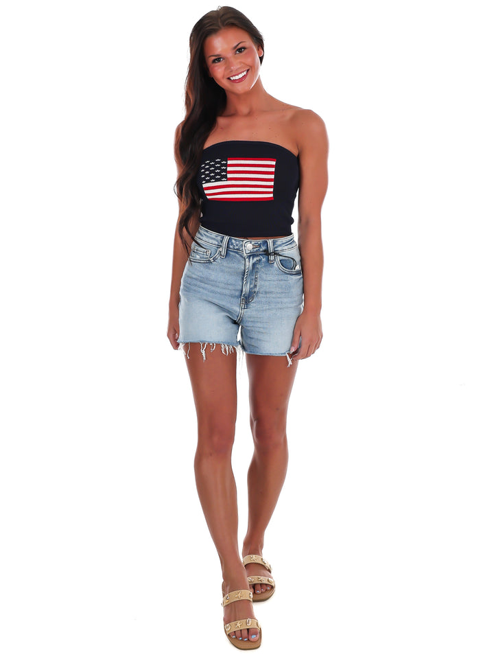 Americana Muse Strapless Crop Top
