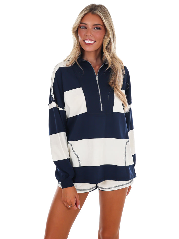 Contrast Stripe Two Piece Set