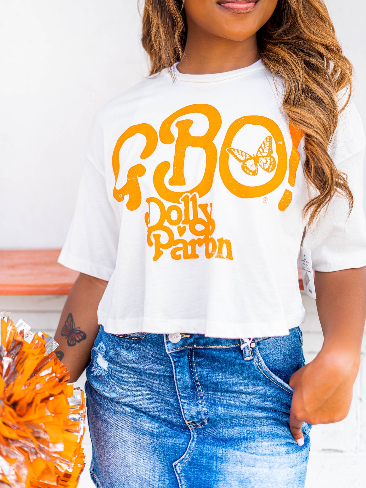 Dolly Parton GBO Butterfly Cropped Tee