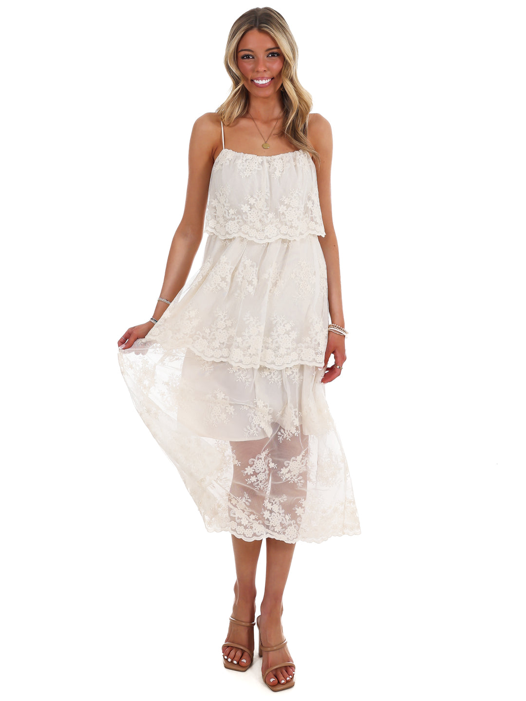 Heirloom Floral Tiered Lace Midi Dress Josie's Boutique Heirloom Floral Tiered Lace Midi Dress Josie's Boutique