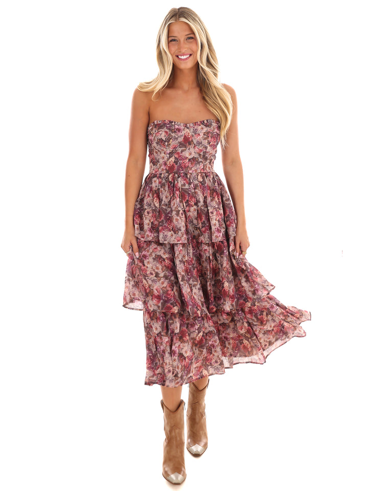 Whimsical Wildflower Ruffle Midi Dress