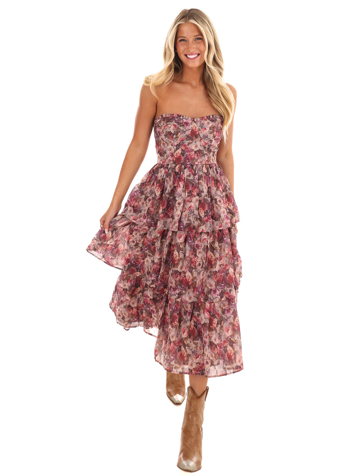 Whimsical Wildflower Ruffle Midi Dress