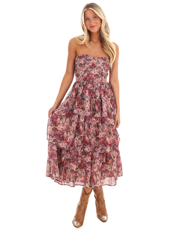 Whimsical Wildflower Ruffle Midi Dress