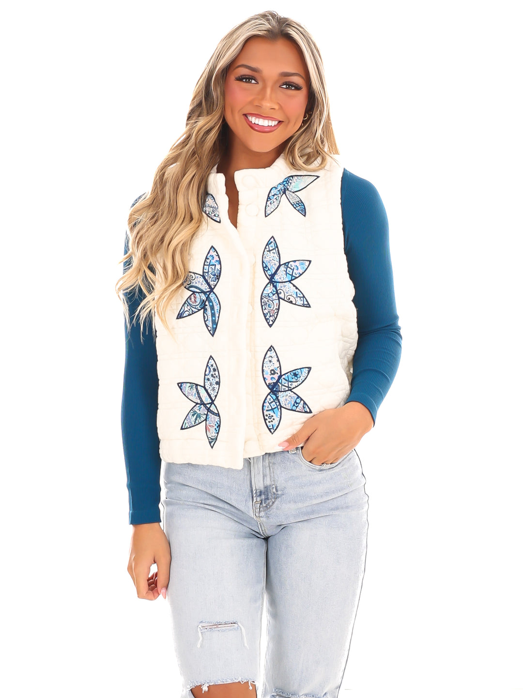 Timeless Beauty Flower Quilted Vest