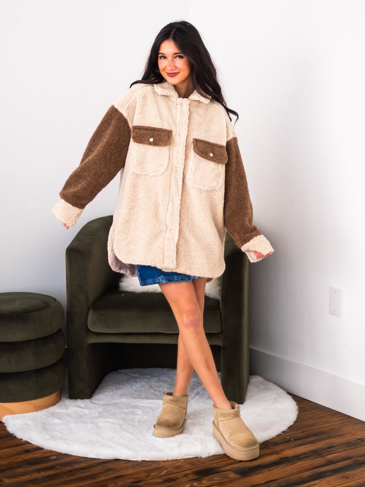 She Will Be Loved Sherpa Jacket