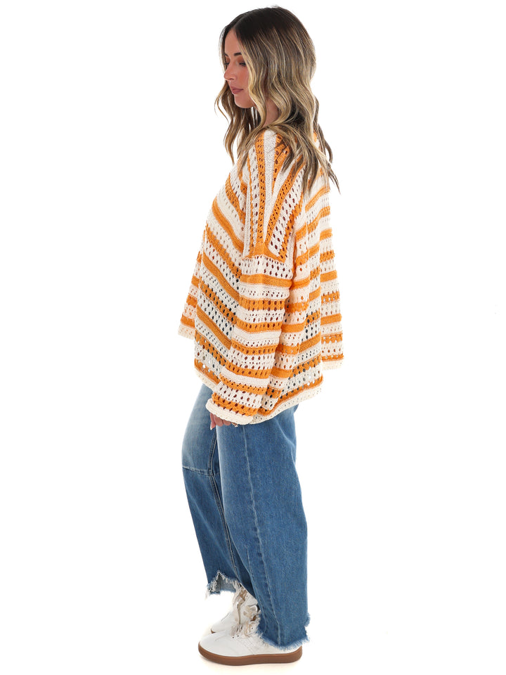 Stripe & Check Crochet Sweater