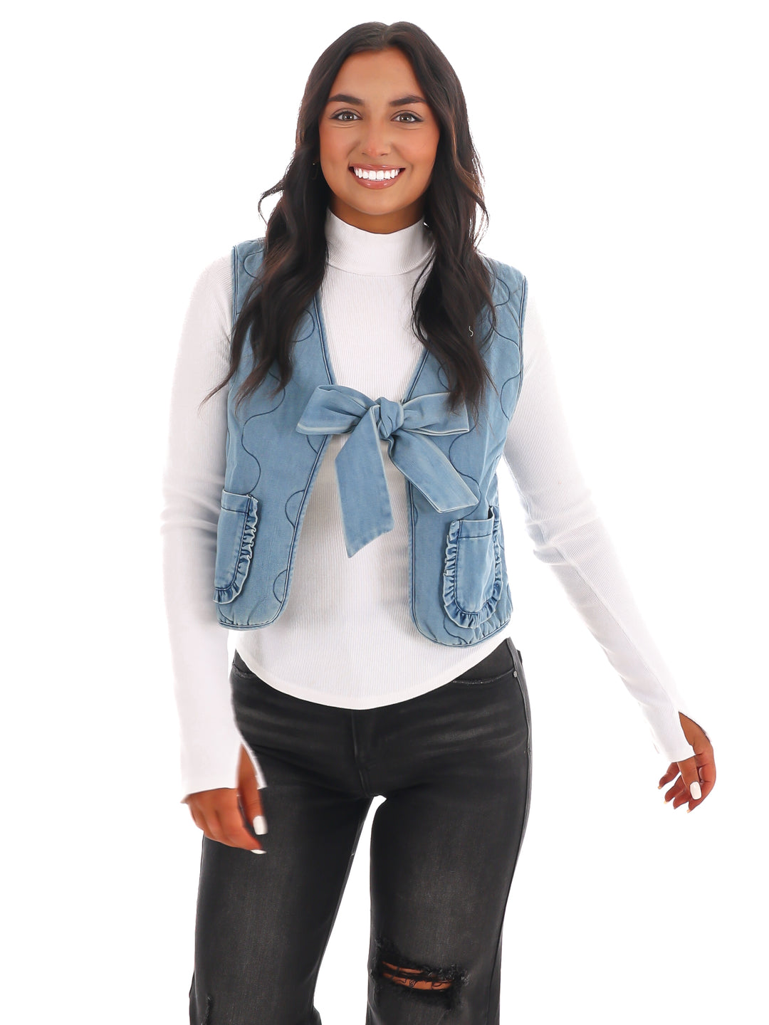 Denim Darling Bow Vest