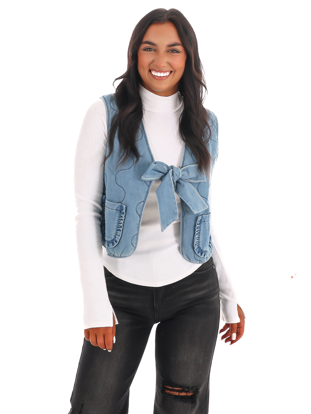 Denim Darling Bow Vest