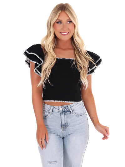 Story to Tell Ruffle Knit Top