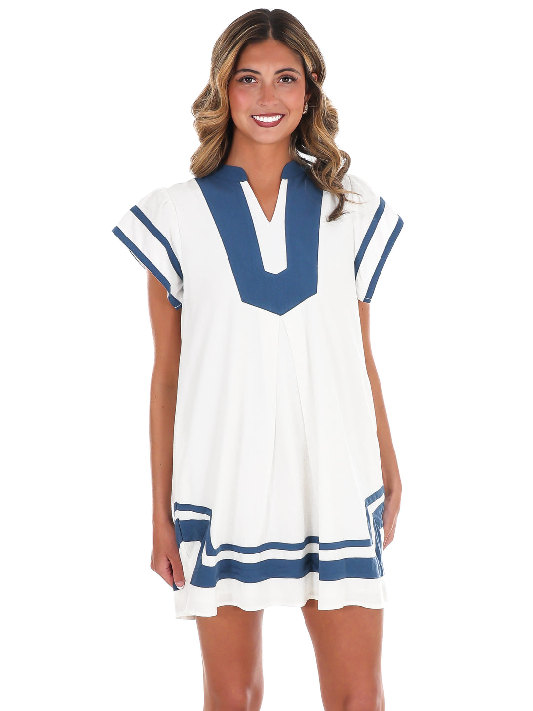 Missing Piece Linen Contrast Mini Dress