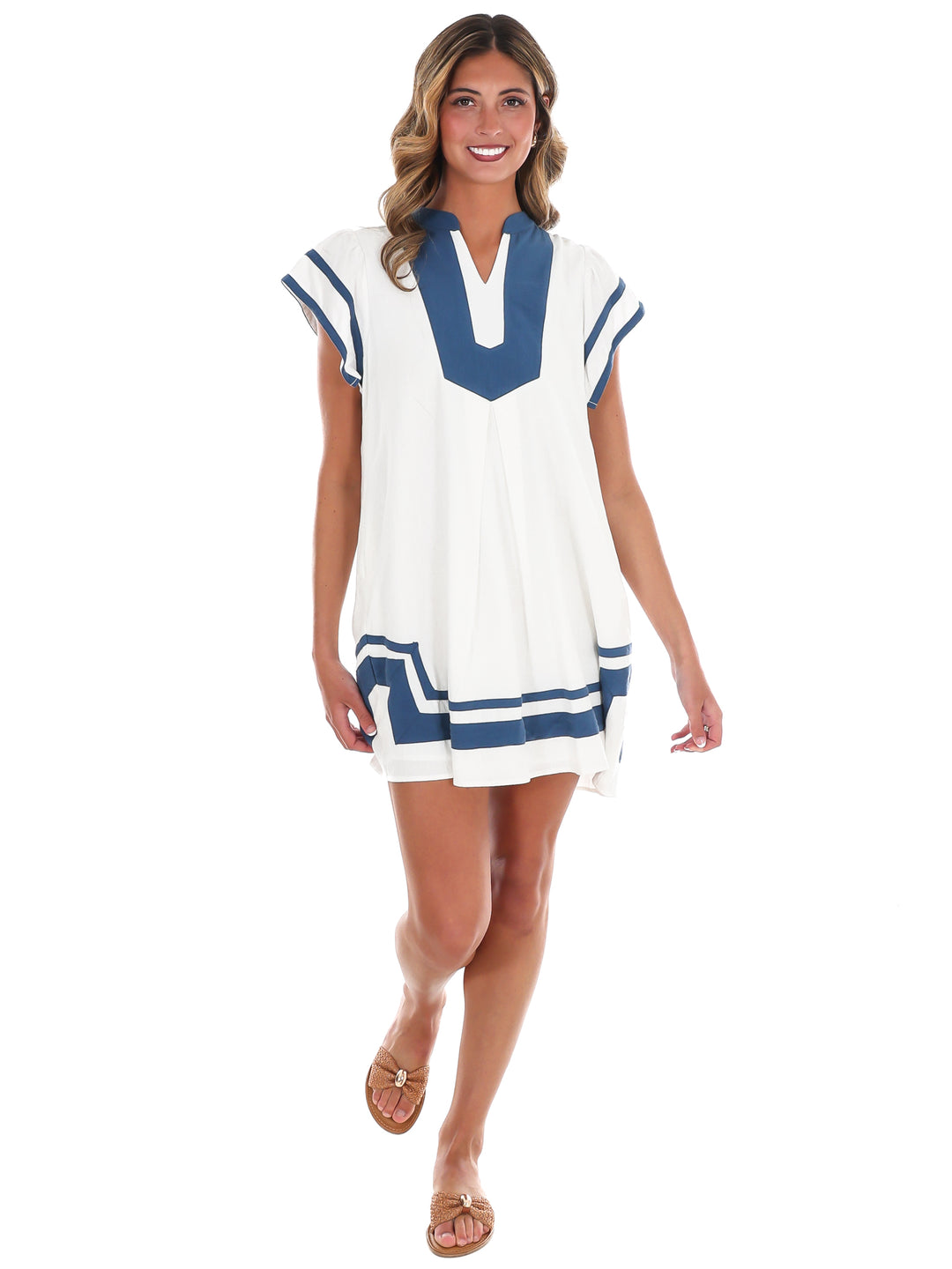 Missing Piece Linen Contrast Mini Dress