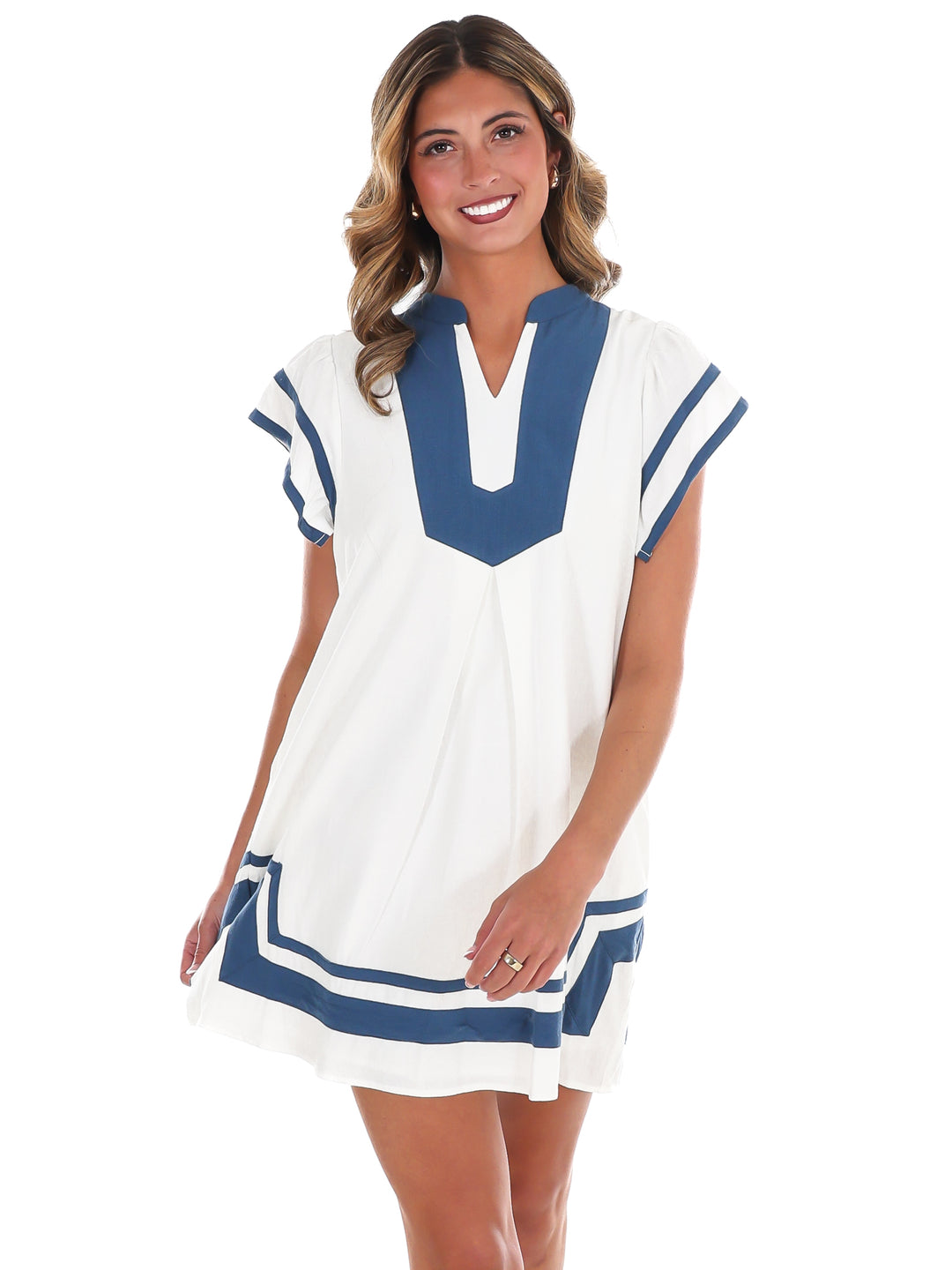 Missing Piece Linen Contrast Mini Dress