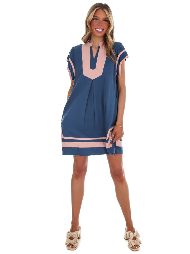 Missing Piece Linen Contrast Mini Dress