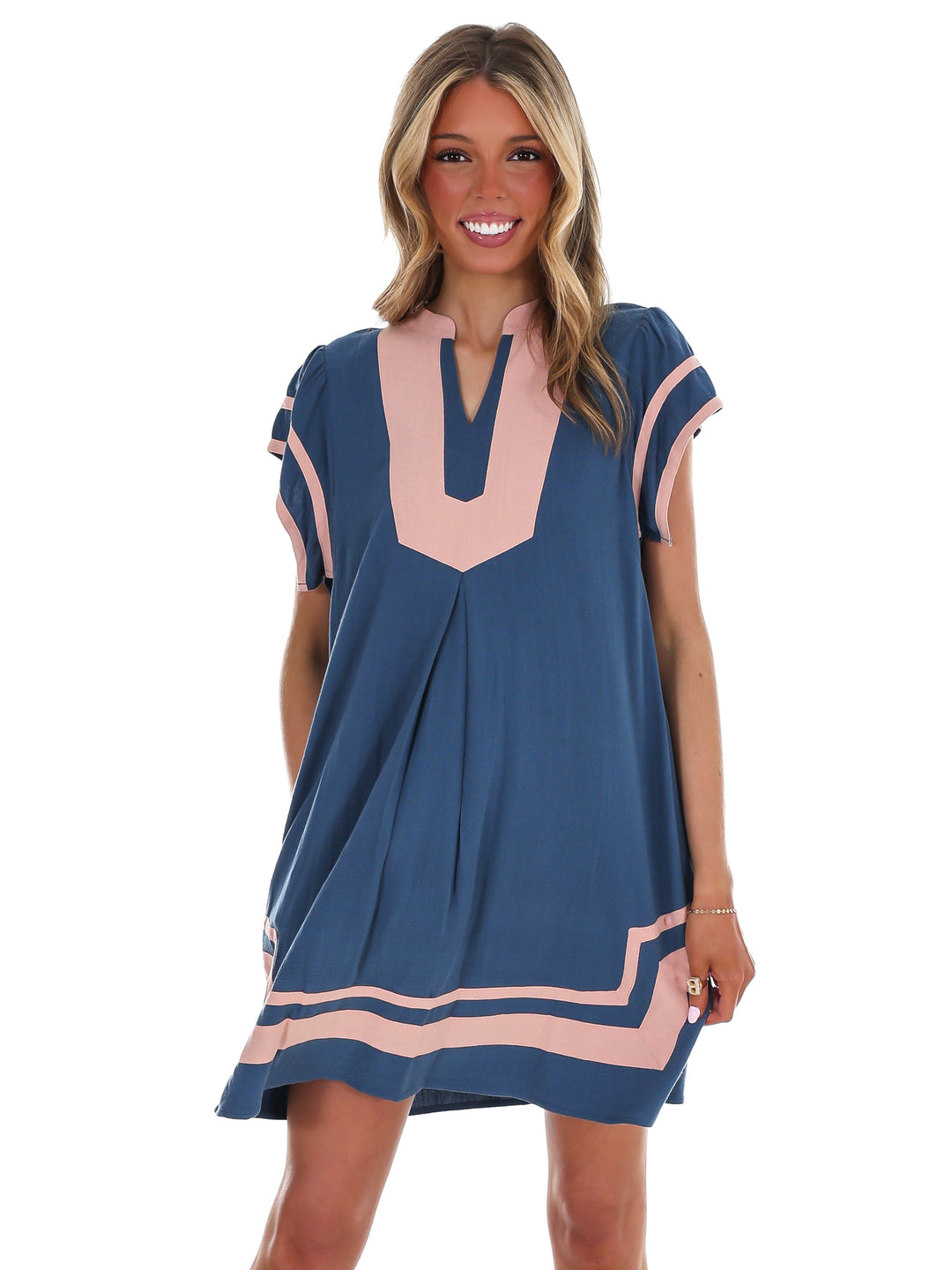 Missing Piece Linen Contrast Mini Dress