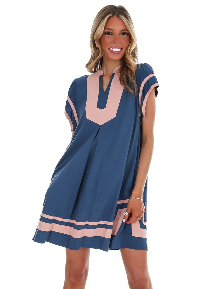 Missing Piece Linen Contrast Mini Dress