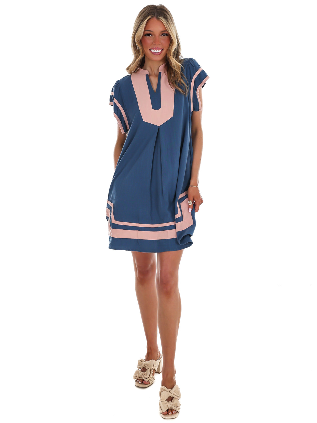 Missing Piece Linen Contrast Mini Dress