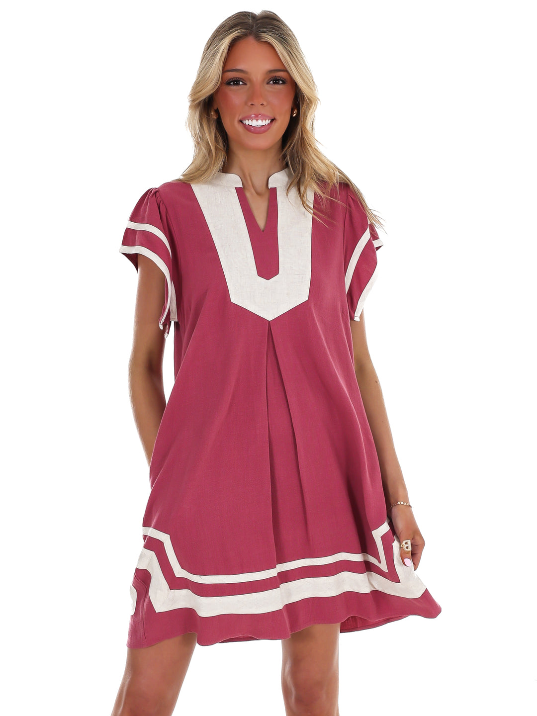 Missing Piece Linen Contrast Mini Dress