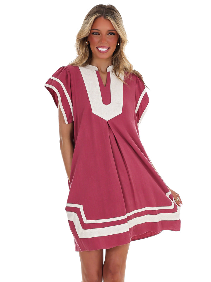 Missing Piece Linen Contrast Mini Dress