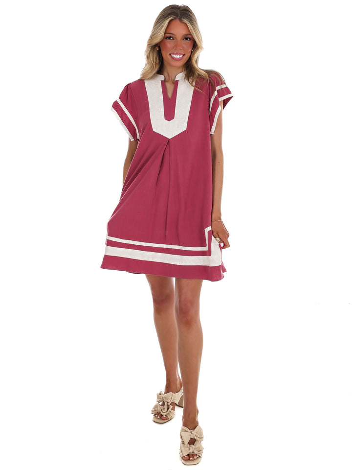 Missing Piece Linen Contrast Mini Dress