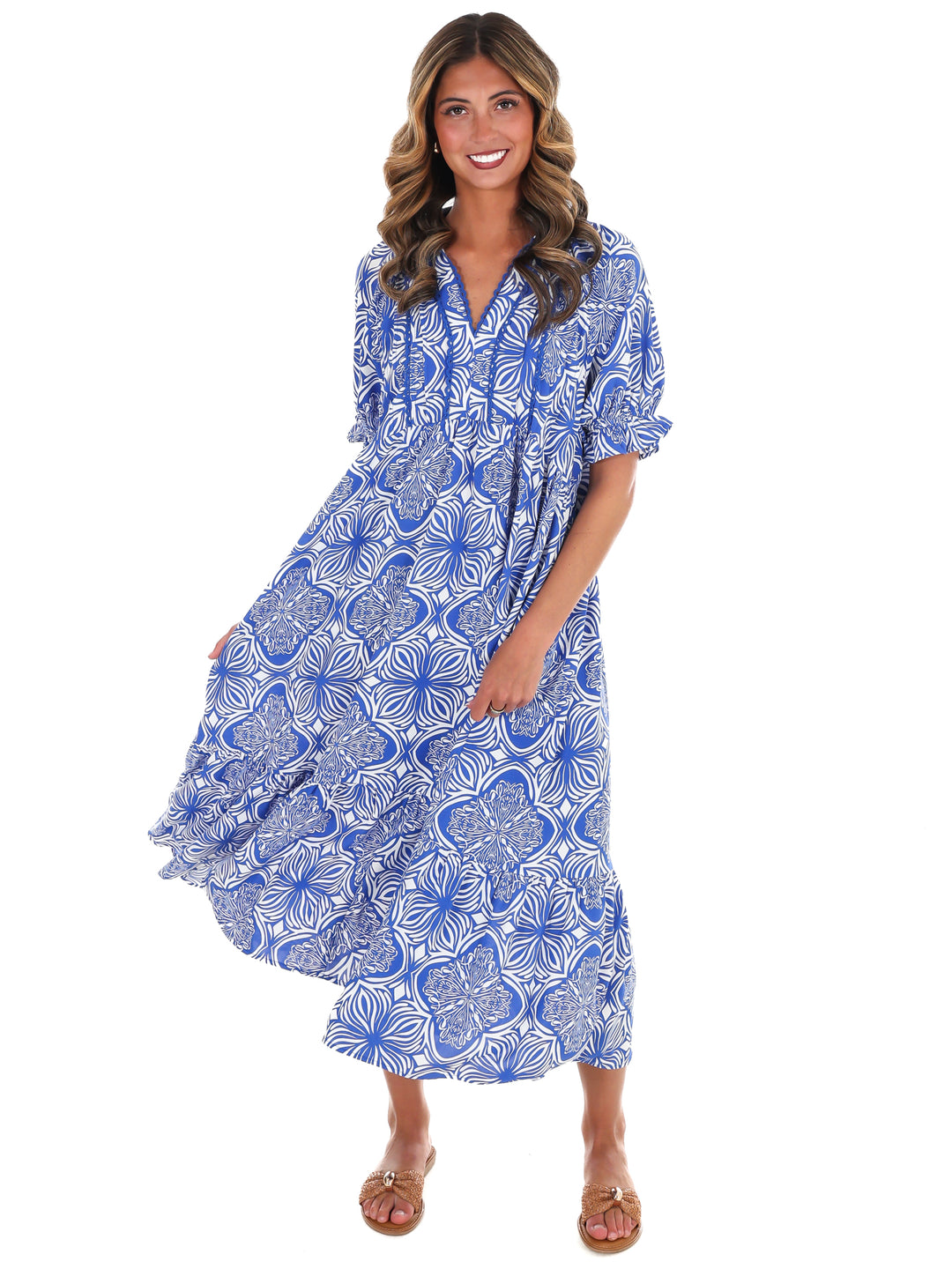 Sweet Love Abstract Print Midi Dress