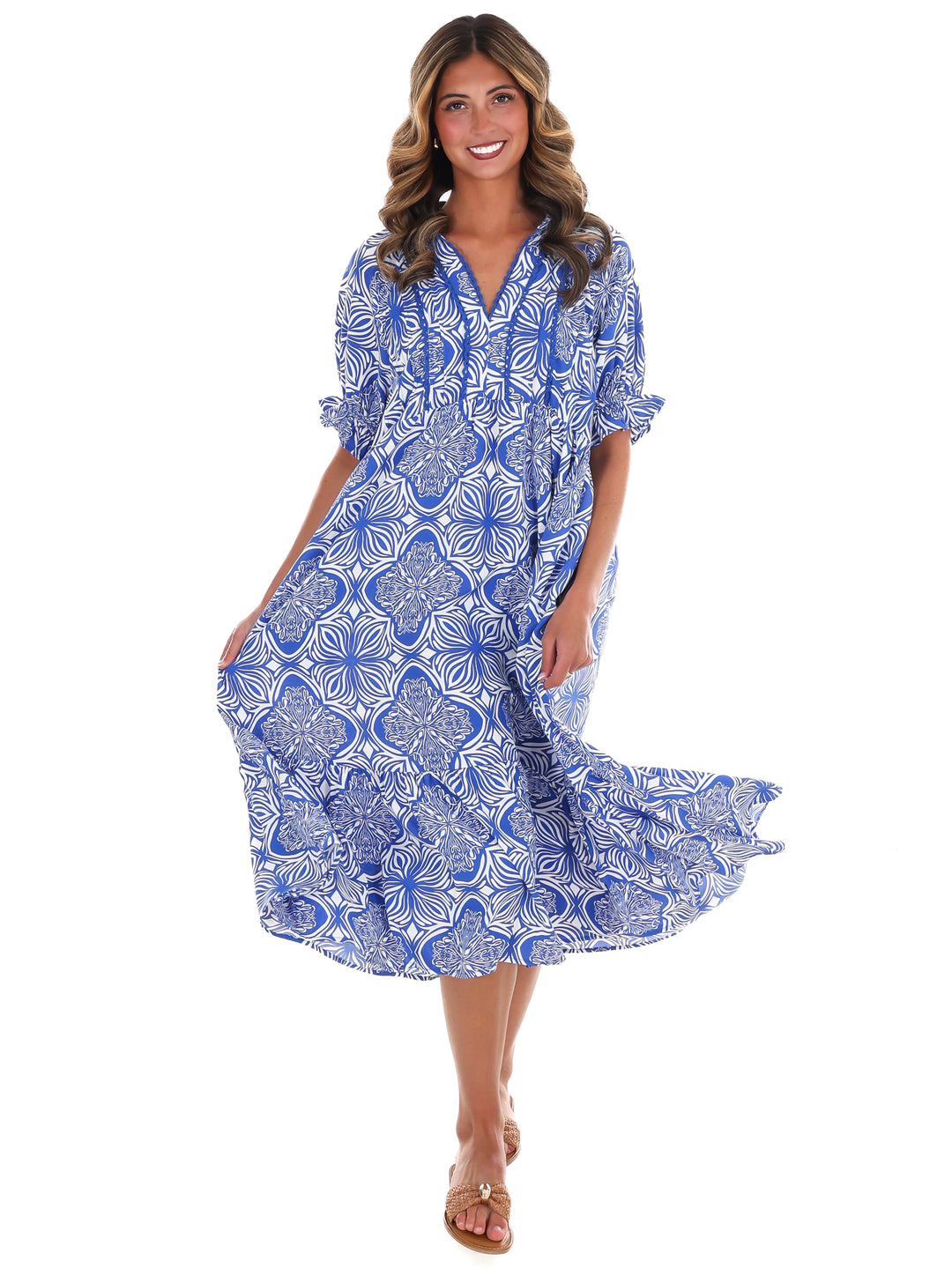 Sweet Love Abstract Print Midi Dress