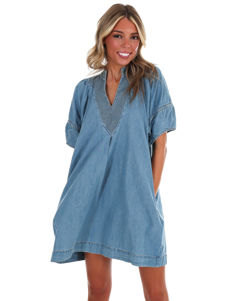 Stroll Through Denim Mini Dress