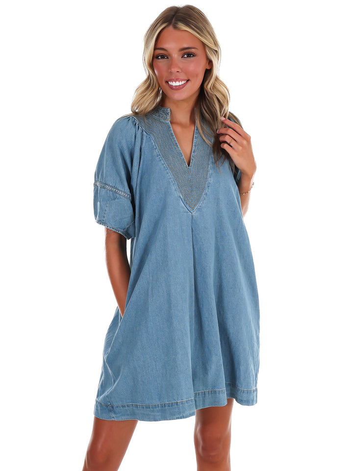 Stroll Through Denim Mini Dress