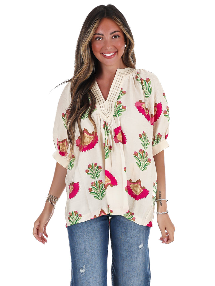 Artful Edge V-Neck Top
