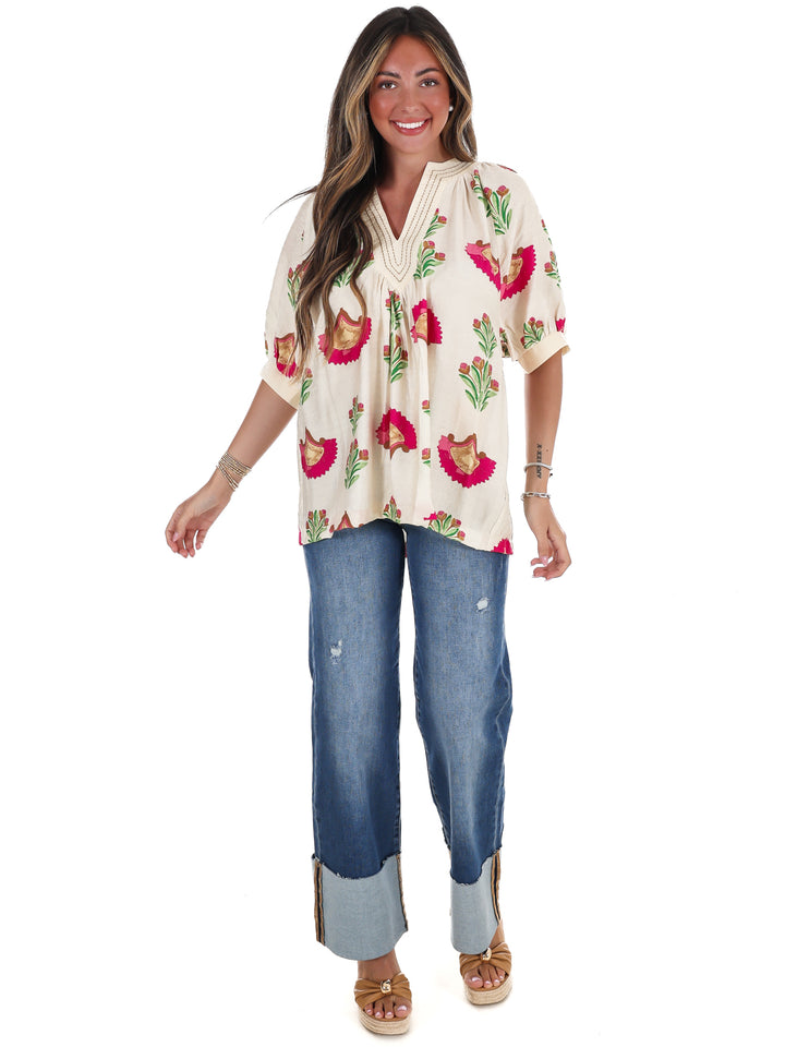 Artful Edge V-Neck Top