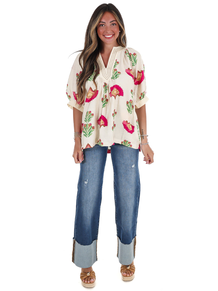 Artful Edge V-Neck Top