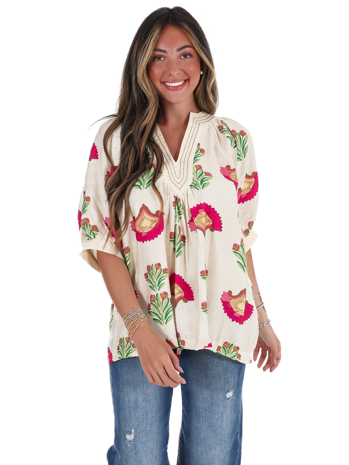 Artful Edge V-Neck Top