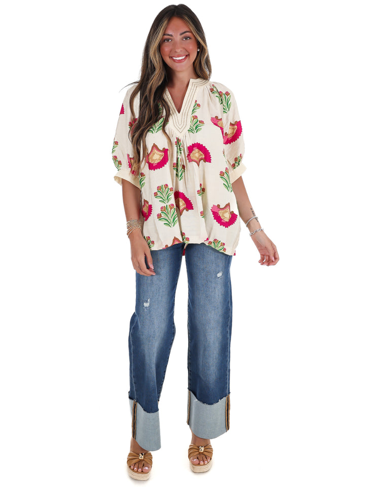 Artful Edge V-Neck Top