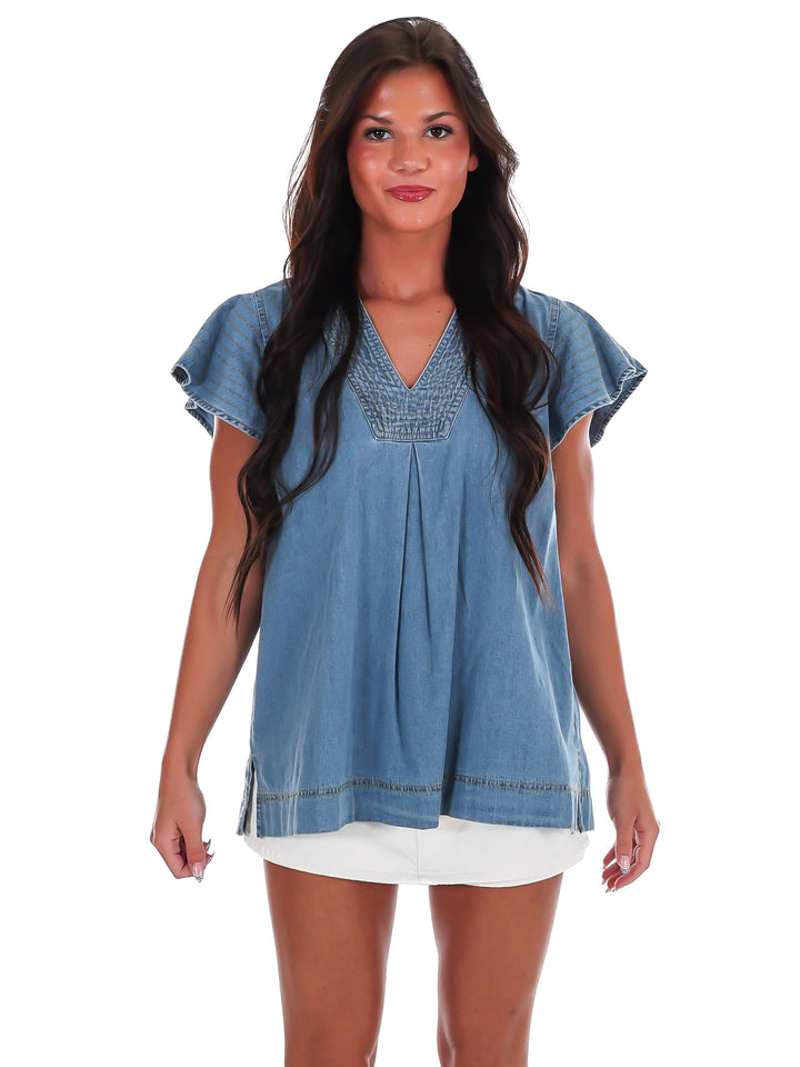 Blue Ridge Stitch Denim Top
