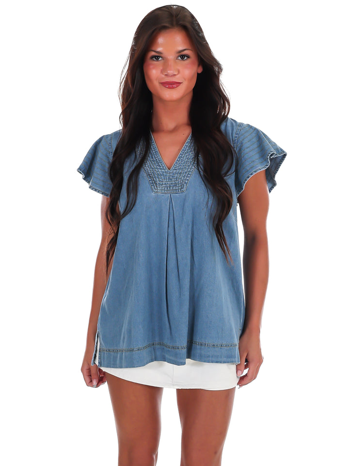 Blue Ridge Stitch Denim Top