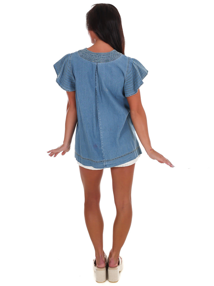 Blue Ridge Stitch Denim Top