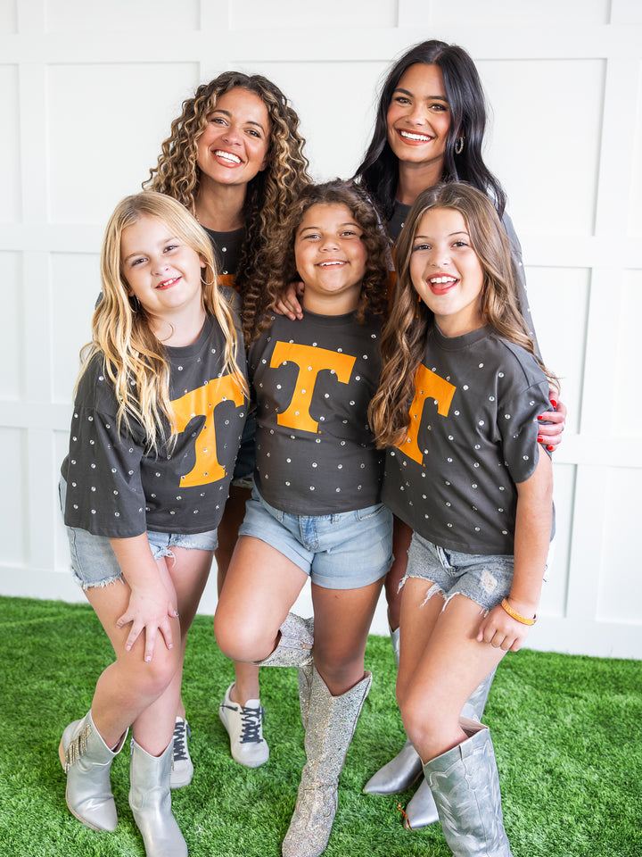 Youth Tennessee Oversized Rhinestone Crop Top