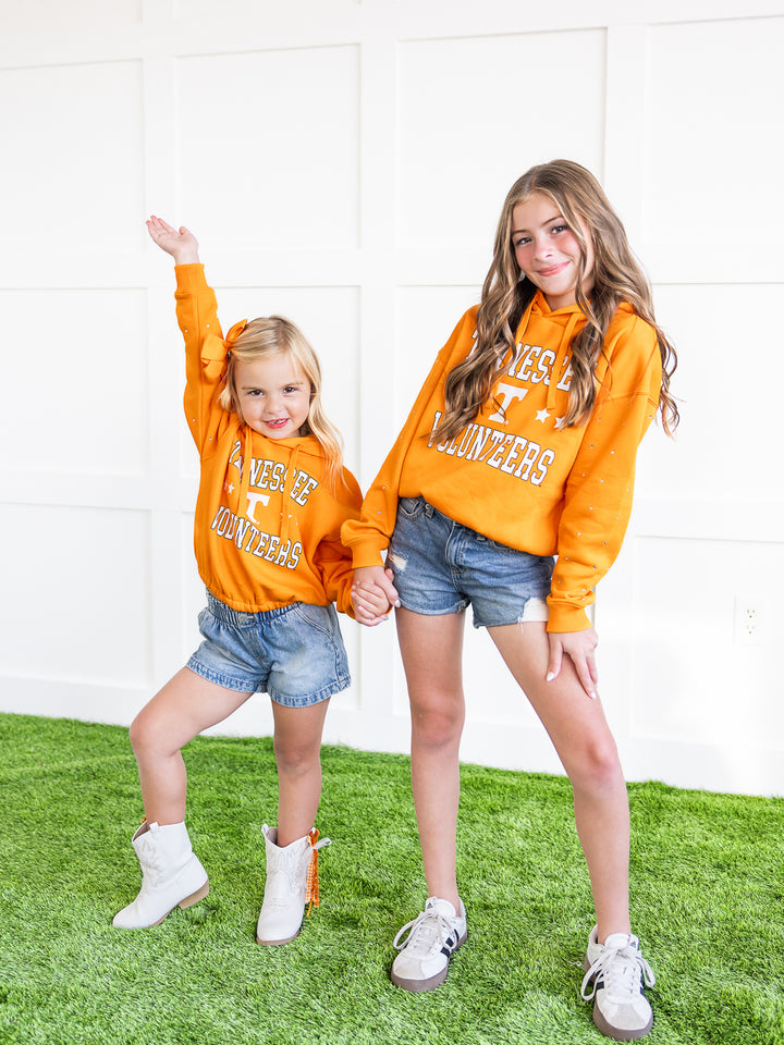 Youth Tennessee Volunteers Rhinestone Sleeve Waistband Hoodie