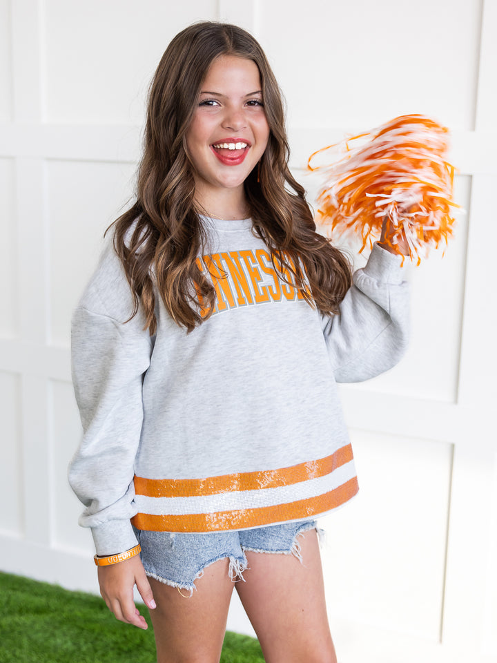 Youth Tennessee Volunteers Pass the Shine Sequin Crop Sweatshirt