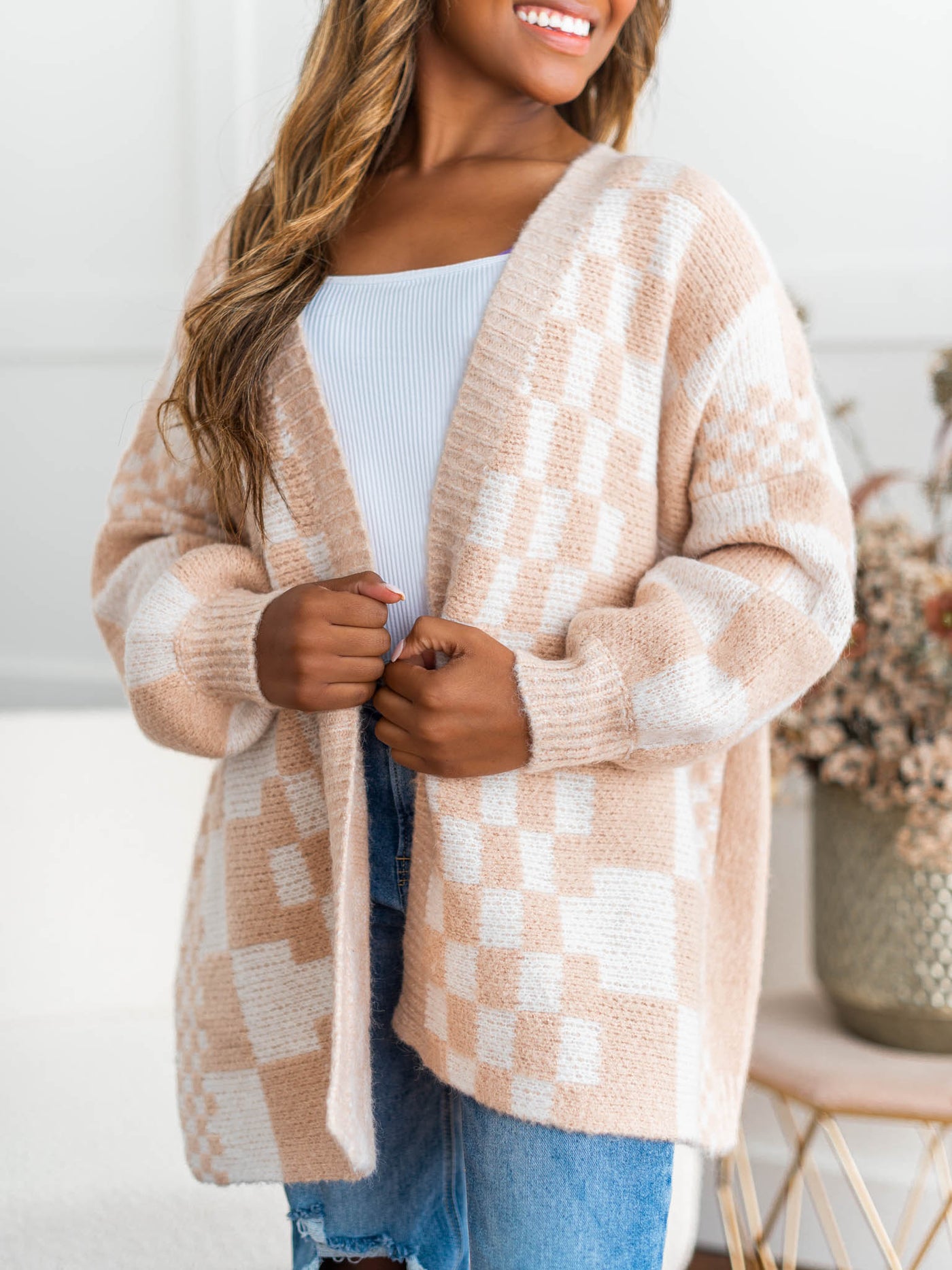 You & Me Checker Cardigan