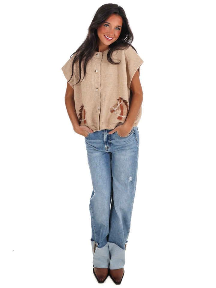 Wild Horses Short Sleeve Cardigan