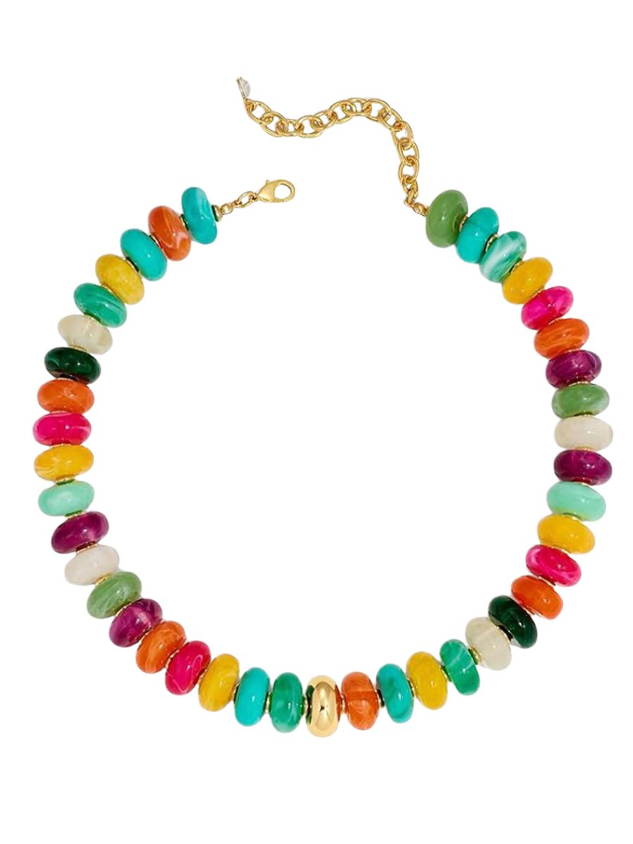 Resin Beaded Stackable Chain Necklace